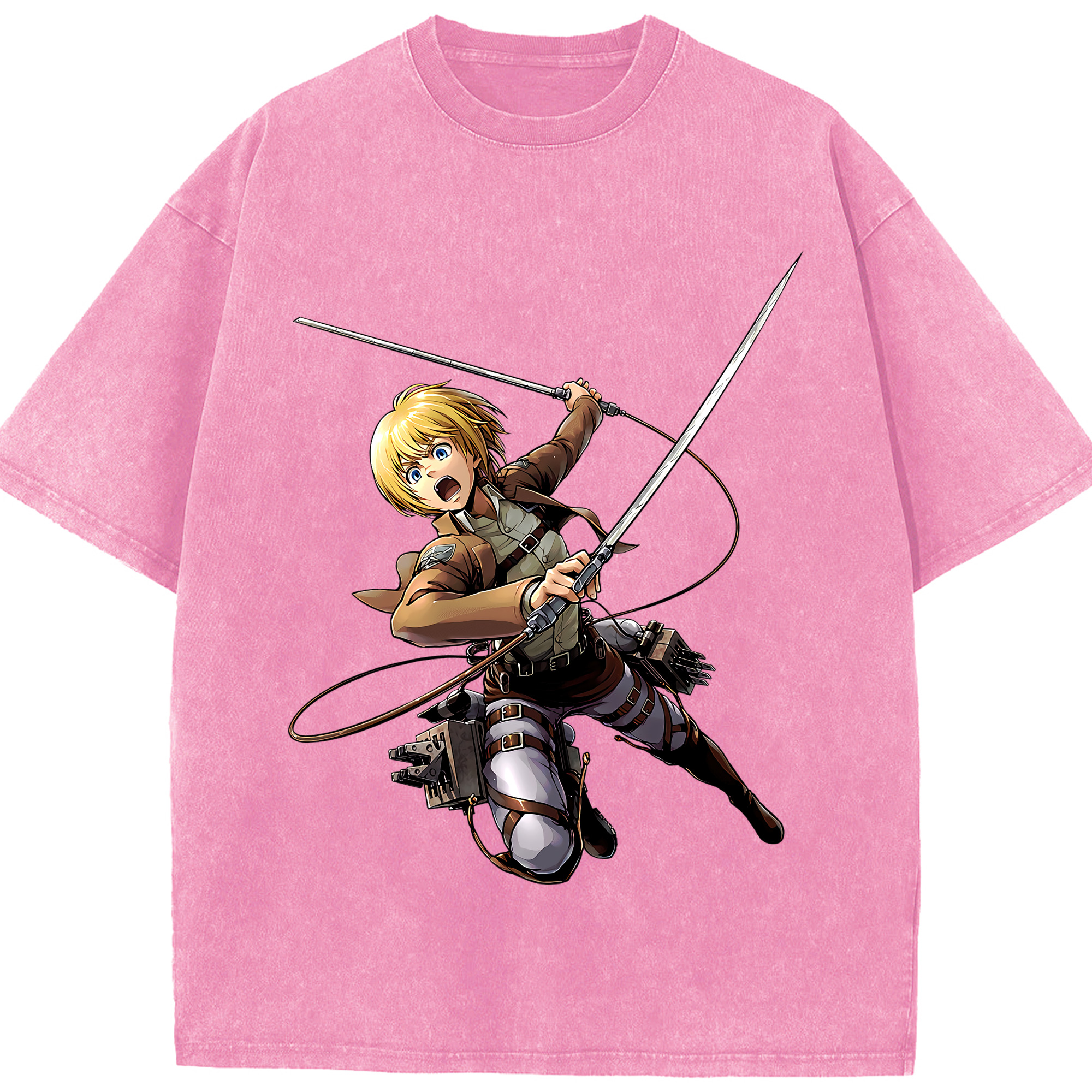 （画像用） 進撃の巨人 アルミン·アルレルト Attack on Titan Armin Arlert 綿100% ヴィンテージ風 半袖Tシャツ（フロントプリント）
